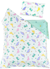 J-pinno Dinosaur Green cartoon print closeup, playful design kids love