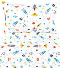 J-pinno Planet Spacecraft Rocket pillowcase provides soft, breathable comfort for nightly routines