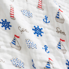 Travel-ready J-pinno Sailboat Sea Adventure blanket as a cozy car throw