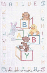 Jack Dempsey Needle Art Baby Blocks Crib Quilt Top front view, easy preprinted embroidery