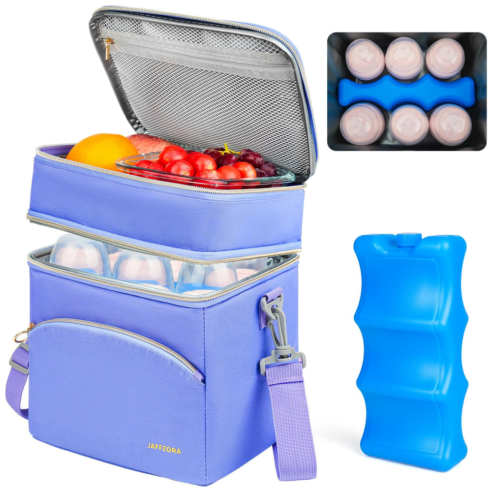 Jaffzora breastmilk cooler bag top compartment for snacks or small essentials.