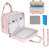 Jaffzora wearable breast pump bag exterior pink for discreet hands free commuting