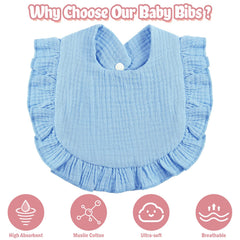 JaGely baby bibs 9x9 inch with an 11-inch neck for adjustable fit through growth.