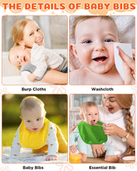 JaGely burp cloth use with colorful bibs for messes.