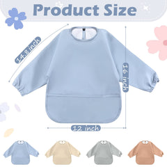 JaGely long sleeve bib blue keeps clothes clean during family meals