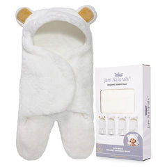 Jam Naturals Cute Bear swaddle golden brown closeup shows plush organic fabric for cozy cuddles