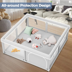 Jaobeem baby playpen safety no-gap design helps reduce pinch risks.