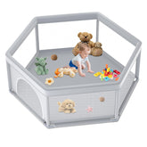 Jaobeem hexagonal playpen setup provides a contained space for safe baby play.
