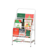JAQ Kids Bookshelf 4-tier white sling design enables easy toddler book access and display