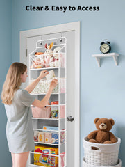 JARLINK five-shelf baby storage helps manage diapers, bottles, shoes, and plush toys.