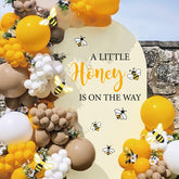 JarThenaAMCS gender reveal wall sticker with bee theme creates a festive baby shower backdrop.