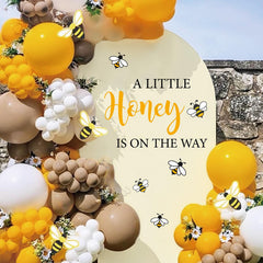 JarThenaAMCS gender reveal wall sticker with bee theme creates a festive baby shower backdrop.
