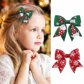 JATOMSSM Christmas hair bow clip—red and green—adds festive charm for toddlers.