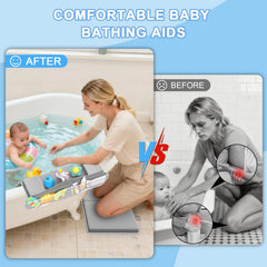 JAUPH memory-foam kneeler pad detail demonstrates cushioned support for elbows, knees, and back during baths.