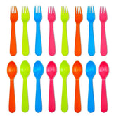 Jawbush 16Pcs kids utensils full set offers easy grip for little hands at meals.