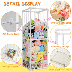 JAWNLITY plush toy organizer vertical zoo side view shows space-saving design.