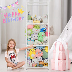 JAWNLITY Stuffed Animals Zoo Storage elastic bands secure plush toys for tidy play.
