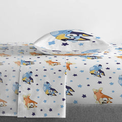 Jay Franco Bluey & Bingo sheet set closeup with soft brushed microfiber feel