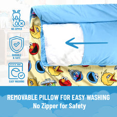 Jay Franco Sesame Street nap mat carry-handle makes travel easy and convenient.
