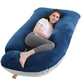 Jcickt pregnancy pillow J-shaped 59-inch with velvet cover for restful sleep