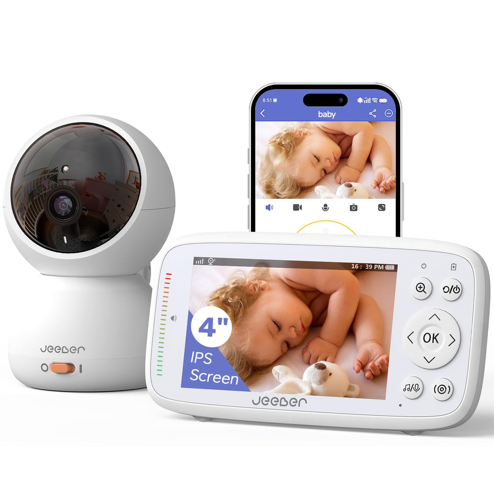 jeeber 1080p wifi monitor ips screen shows clear baby video on 4-inch display