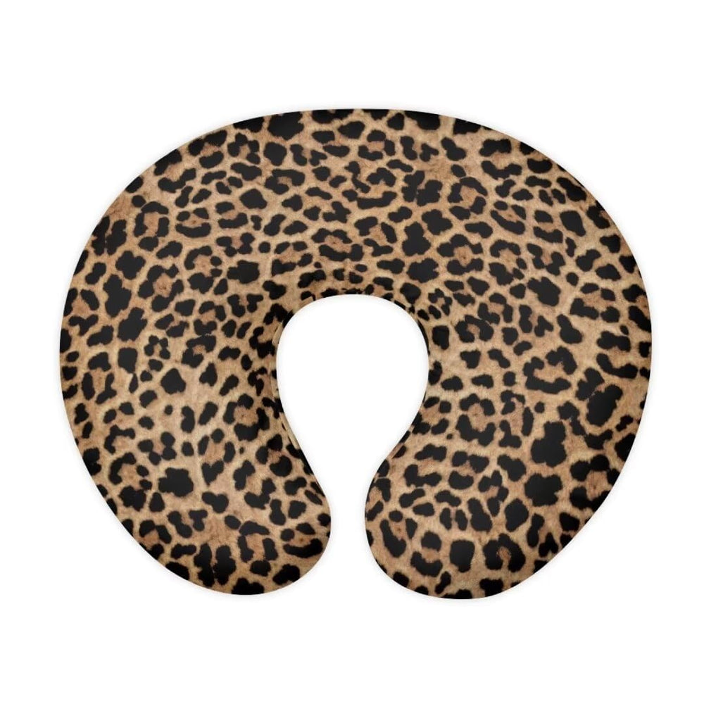 Jeiento brown leopard nursing pillow cover close-up showing soft breathable fabric for baby comfort.