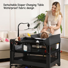 Jekeu wipe-clean changing table in use for quick diaper changes