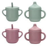 JELLDJK green pink set with easy grip handles for self-feeding.