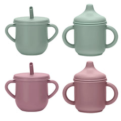JELLDJK green pink set with easy grip handles for self-feeding.
