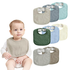Jellymoni 8-pack muslin drool bibs provide soft protection from drool and spills.