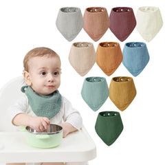 Jellymoni baby drool bib front view shows soft muslin fabric for gentle skin contact