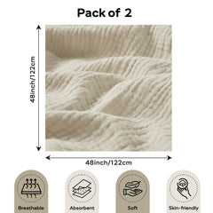 JELLYMONI Muslin Swaddle Blanket two-pack image demonstrates value and versatility for daily use.