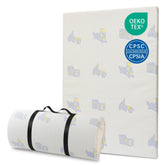 Jelumonpe Pack and Play mattress with 38x26 inch edges for snug fit inside a playard.