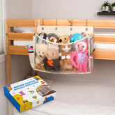 JeniQ bedside stuffed-animal organizer front view with roomy pockets for plushies
