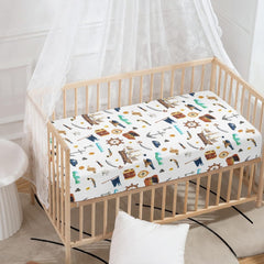 JEPFEIXIA pirate ship crib sheet folded to reveal cozy print for nursery