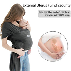 Jeroray baby wrap with ergonomic adjustable fit supports comfort for parents during extended wear.
