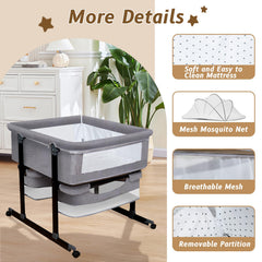 Jestonten twin bassinet mesh-cooling highlights breathable airflow for babies