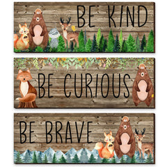 Jetec woodland animal wall art with Kind quote ideal for nursery inspiration