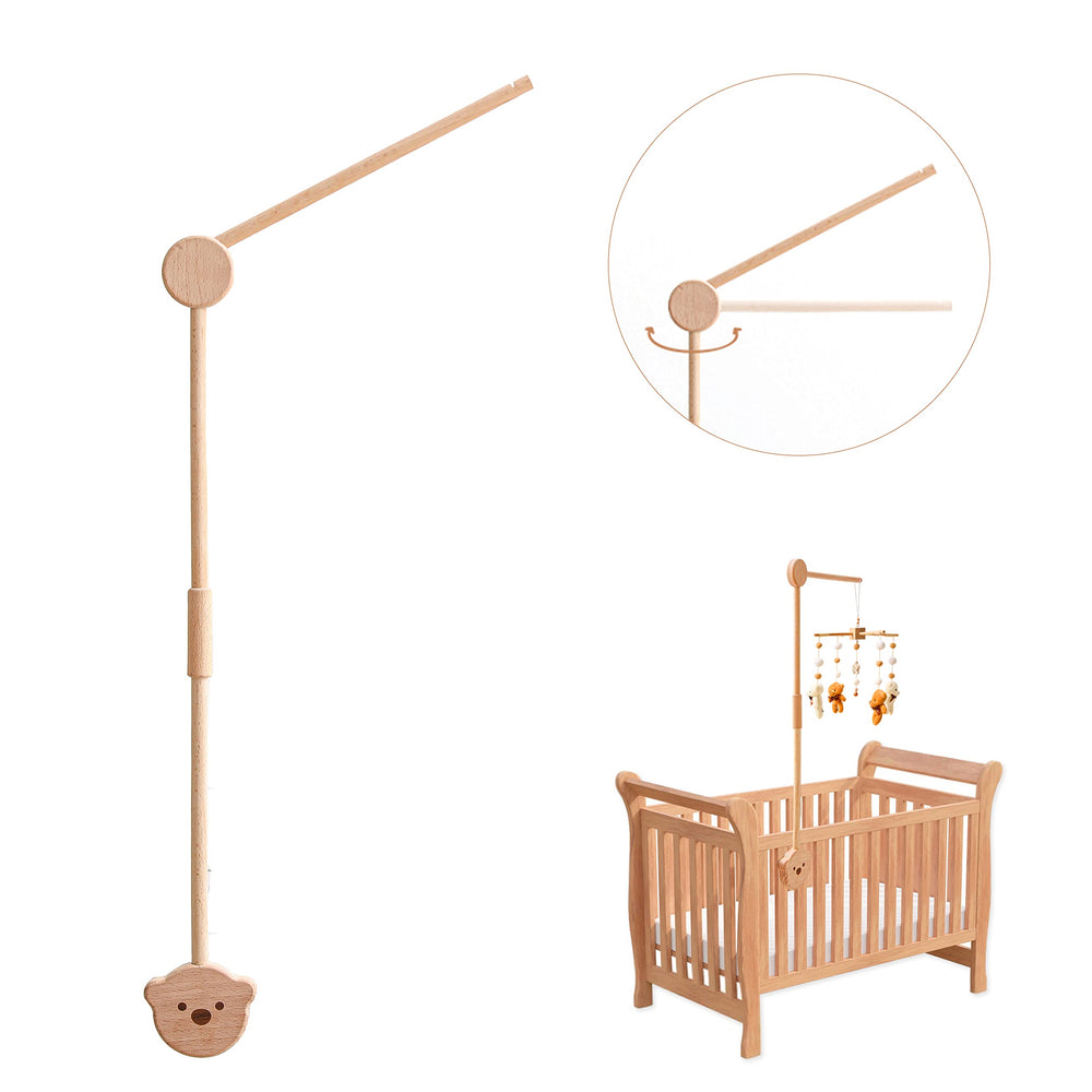JETMHH wooden crib mobile arm assembly demonstrates secure mounting for cribs