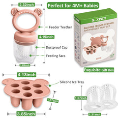 JEXFUN fruit puree feeder in use during teething snack