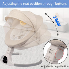 JFOVMCYG baby swing ivory white Bluetooth control panel displaying lullabies