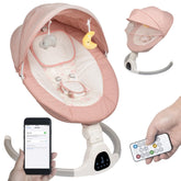 JFOVMCYG baby swing pink seat demonstrates plush comfort for soothing naps.