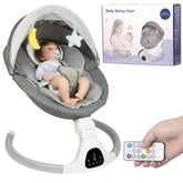 JFOVMCYG electric baby swing gray side view showing soothing motion for infants