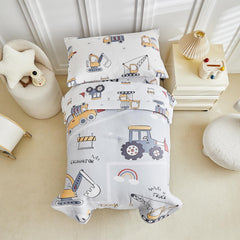 JHCHMX Excavator Pattern Fitted Sheet secures on toddler beds.