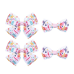 JHJEWH 4pc birthday bows set shows colorful grosgrain ribbons for festive styling