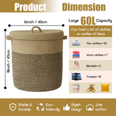 JIABOLANG natural jute rope basket adds warmth to nursery storage.