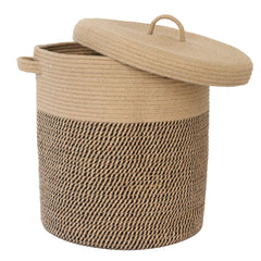 JIABOLANG round lid storage basket with 60L capacity for blankets and pillows.