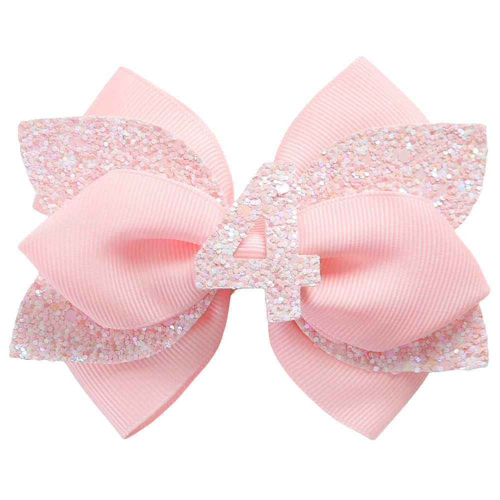 JiaDuo pink birthday bow 1-year elastic band for secure wear