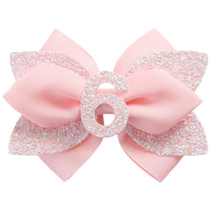Jiaduo pink birthday bow 1 year with elastic band for gentle, secure wear