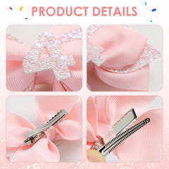 JiaDuo pink birthday bow 3-year metal clip, secure hold